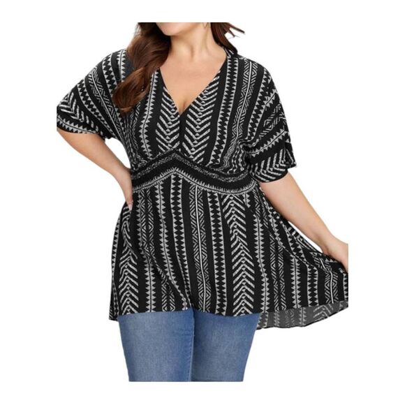 Bloomchic Aztec Black White Boho Blouse Size 10 NEW TAGS - Picture 3 of 9